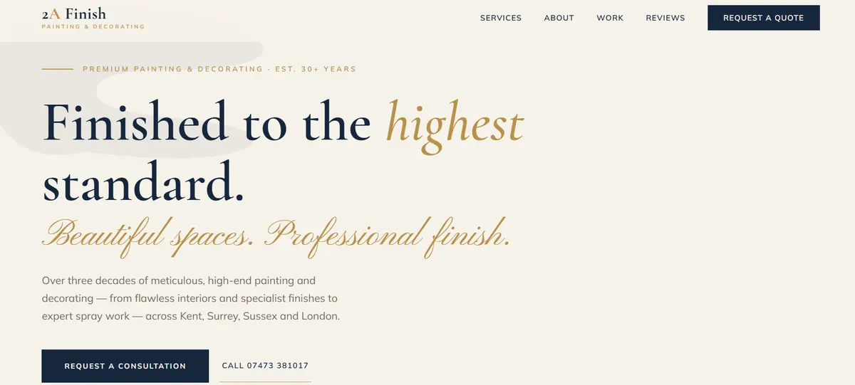 2A Finish painting and decorating website homepage